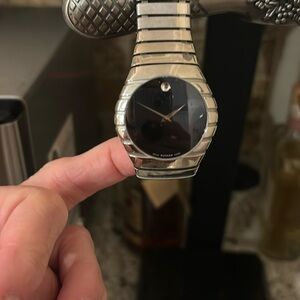 Men’s watch, chrome band with black face